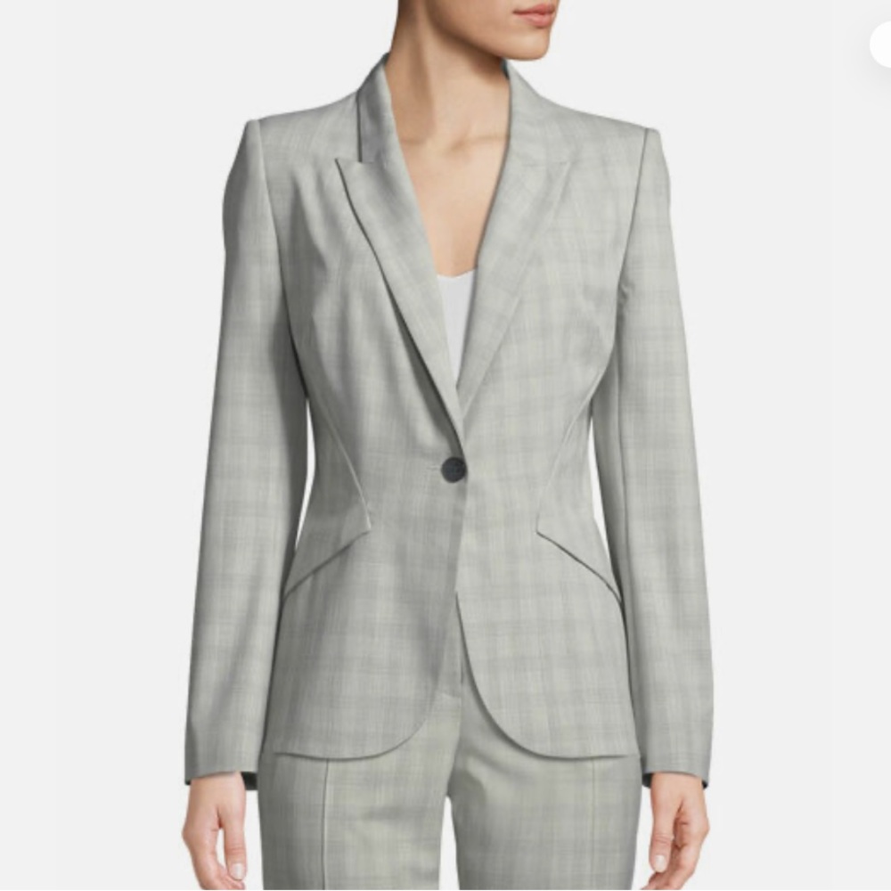 NEW Ellie Tahiti Shoulder Pad Elegant Gray Women's Blazer Size 12